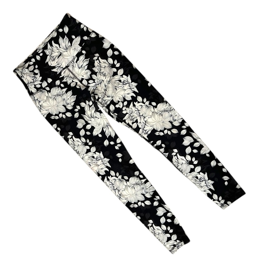 BALANCE COLLECTION Women’s High Rise Leggings Black White Floral Size M Medium - Picture 2 of 4